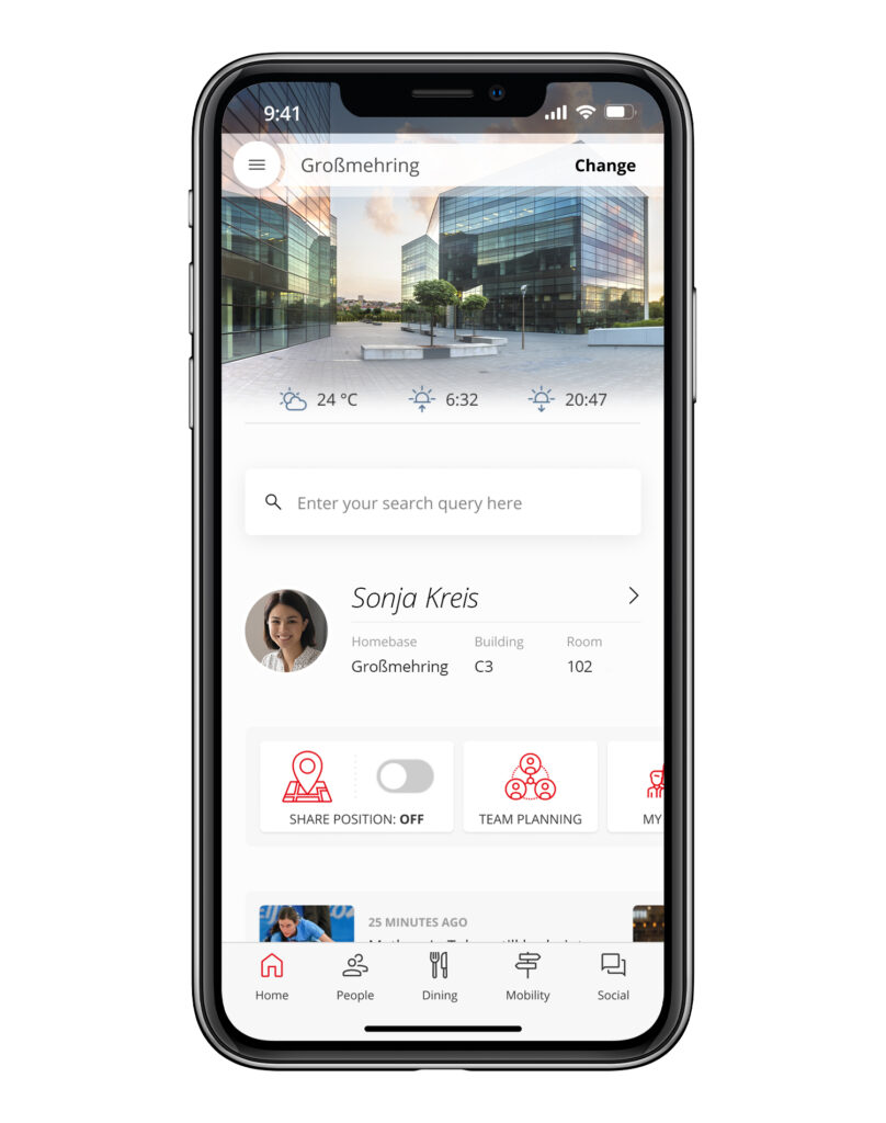 infsoft Workplace Experience App Home