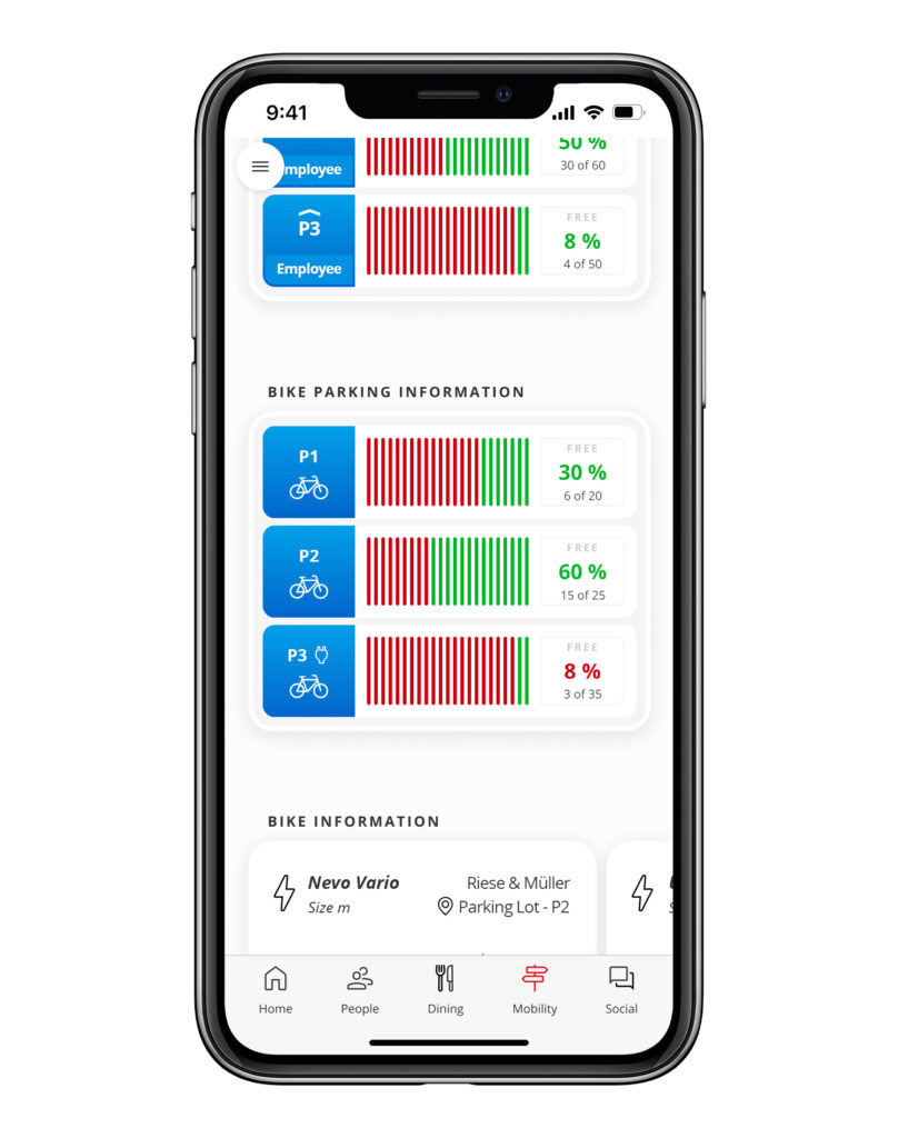 infsoft Workplace Experience App Mobility Bike Parking