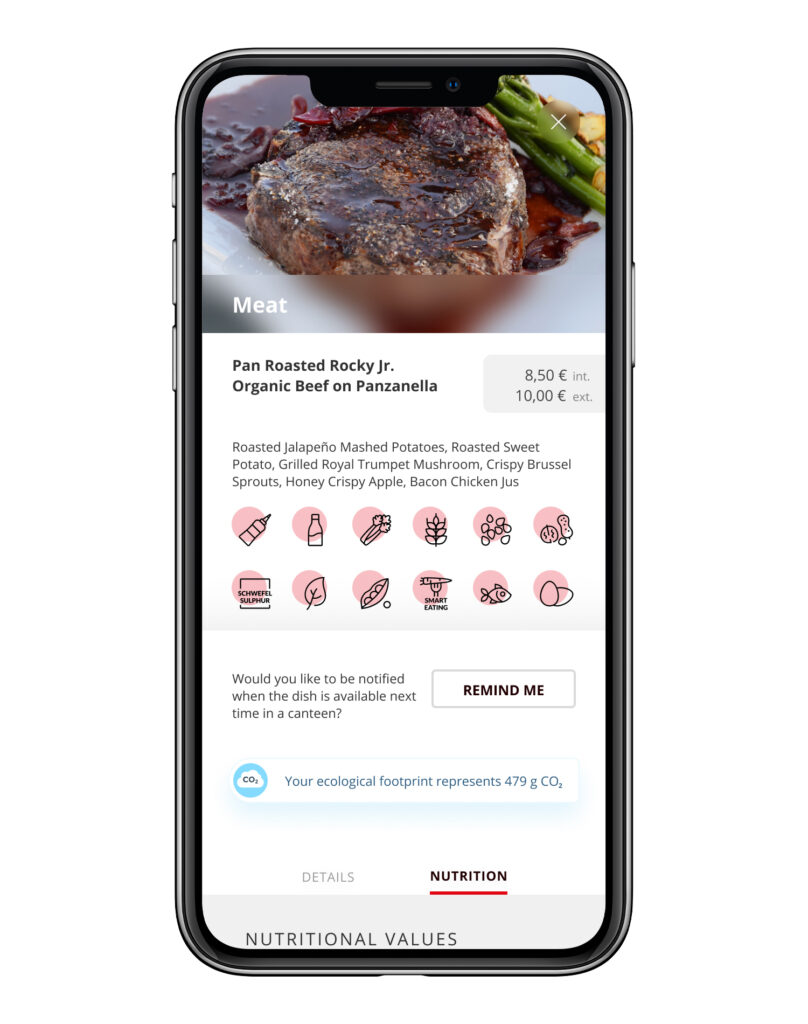 infsoft Workplace Experience App Screens Dining Nutrition score 1