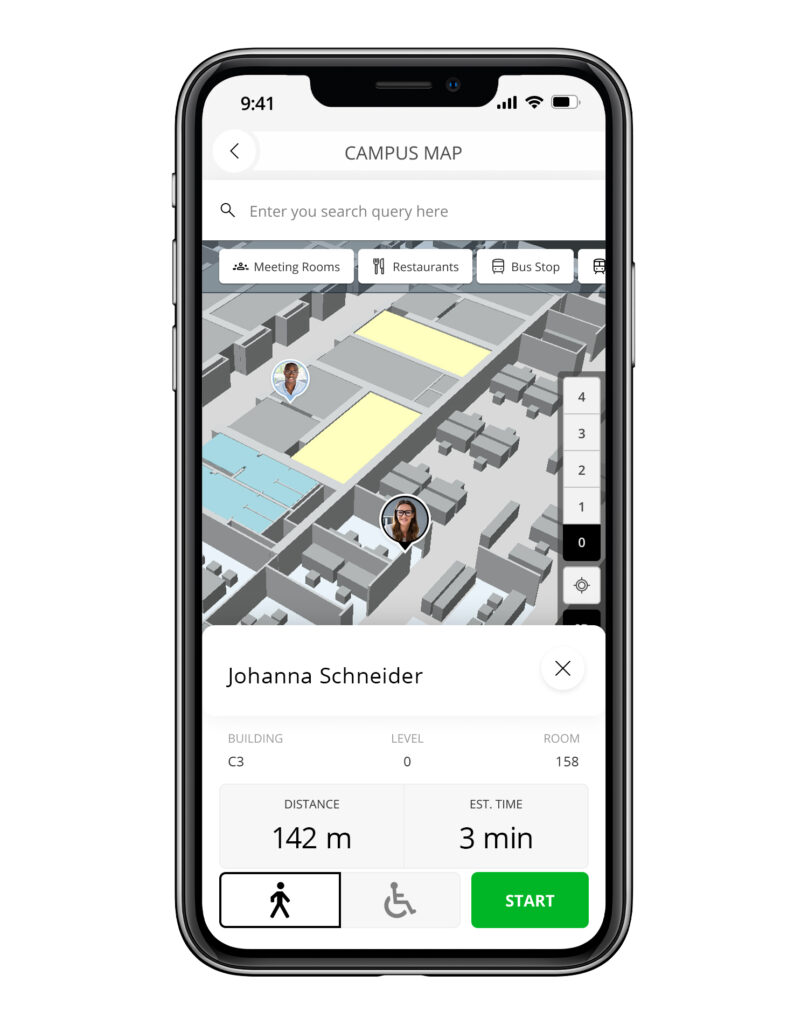 infsoft Workplace Experience App Smart Working Navigation Colleagues