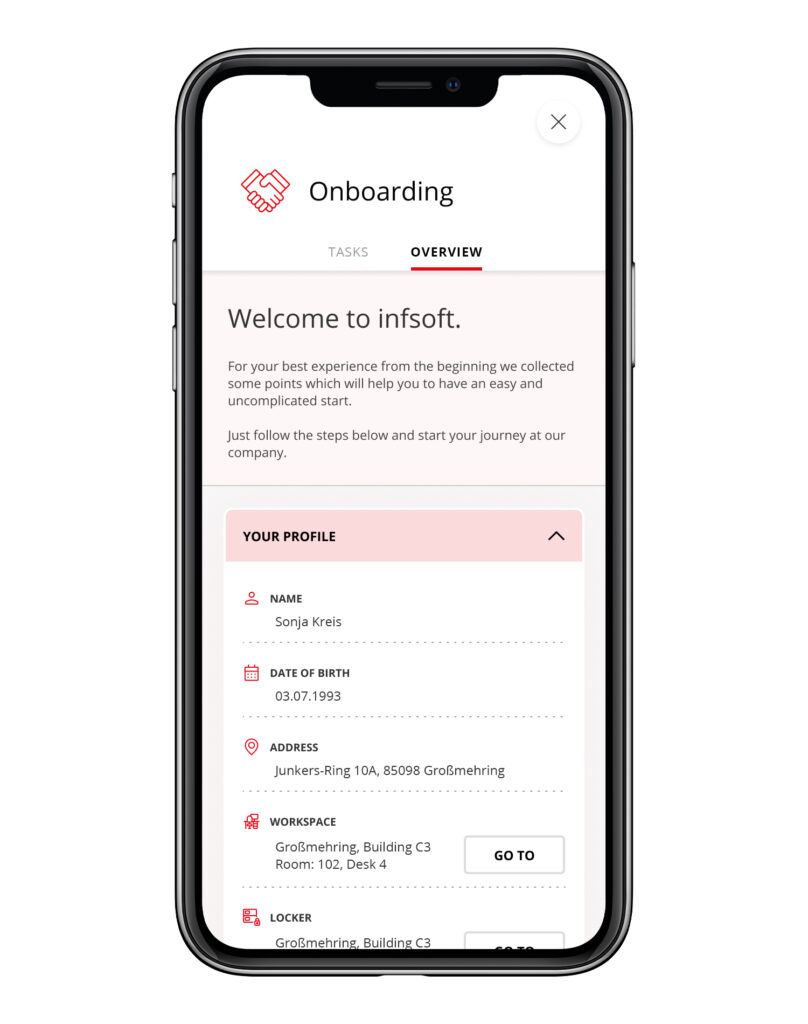 infsoft Workplace Experience App Company Services Onboarding 4.1