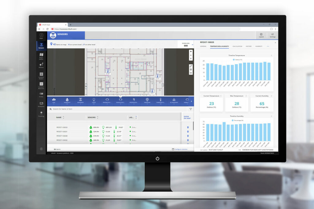 infsoft Sensors dashboard