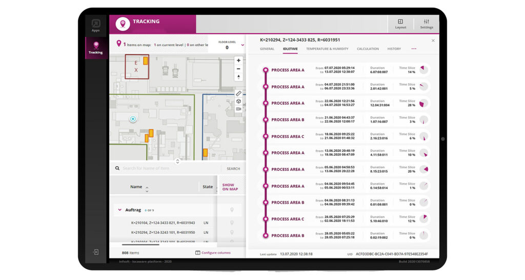 infsoft Tracking dashboard