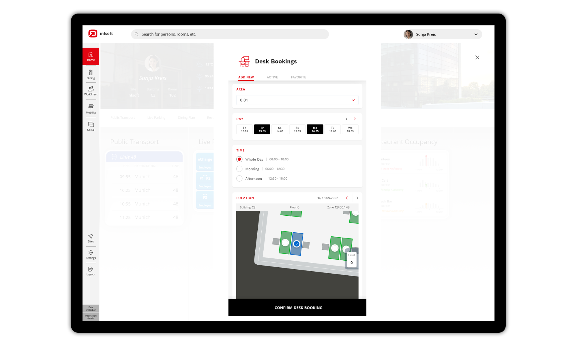 infsoft Workplace Experience App Booking Wizard