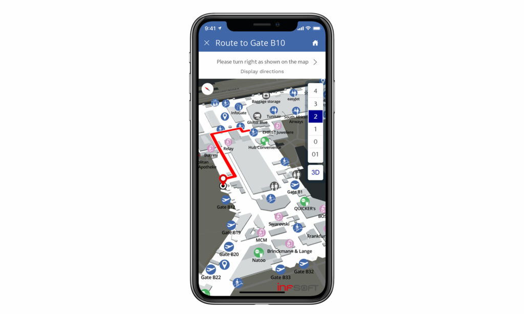 airport map and navigation in smartphone app