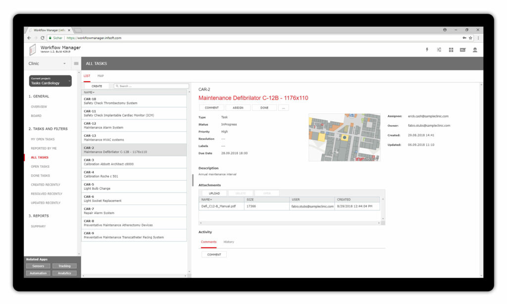 infsoft Workflow Manager dashboard