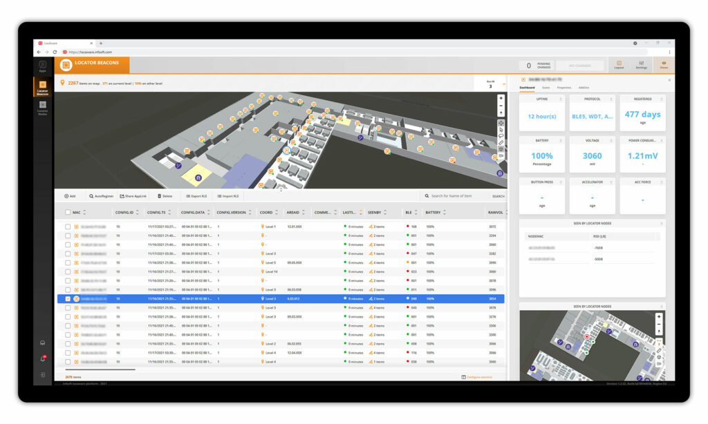 infsoft Locator Beacons dashboard