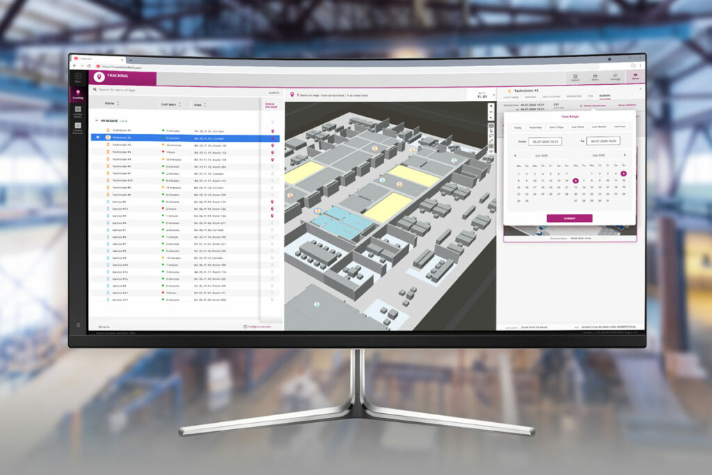 computer screen showing infsoft People Tracking dashboard