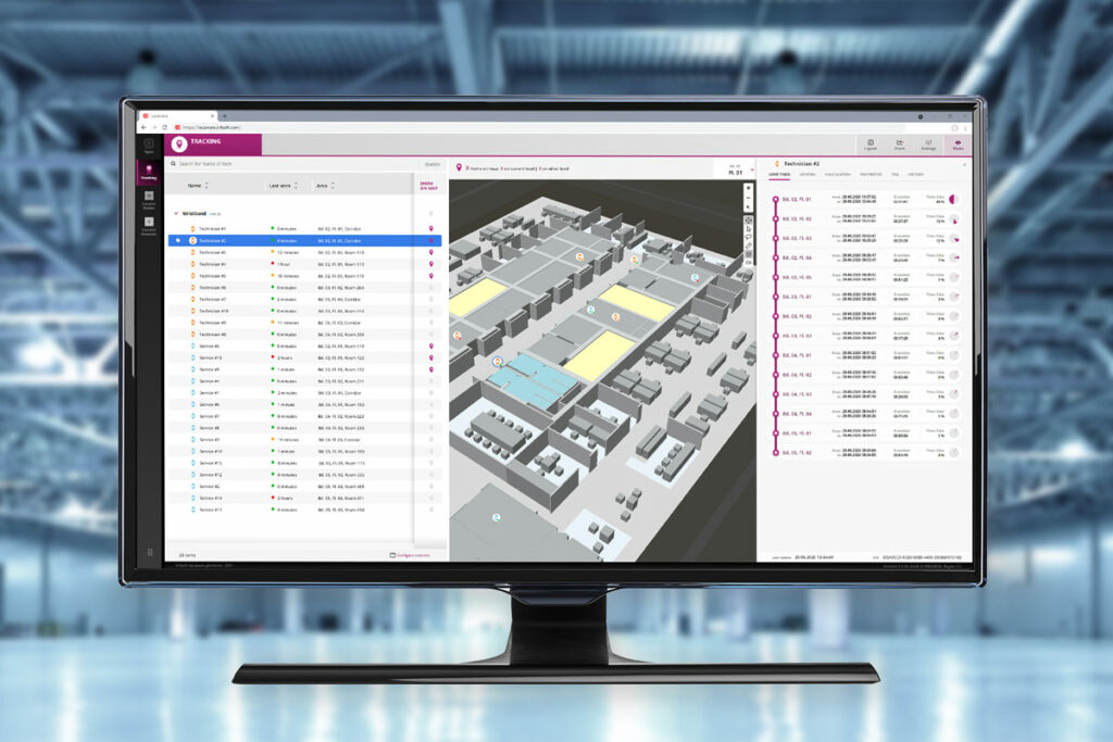 computer screen showing infsoft People Tracking dashboard