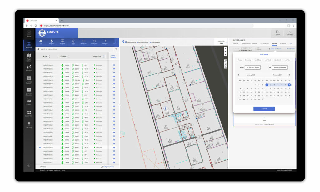 Infsoft Room Environment Sensors Dashboard