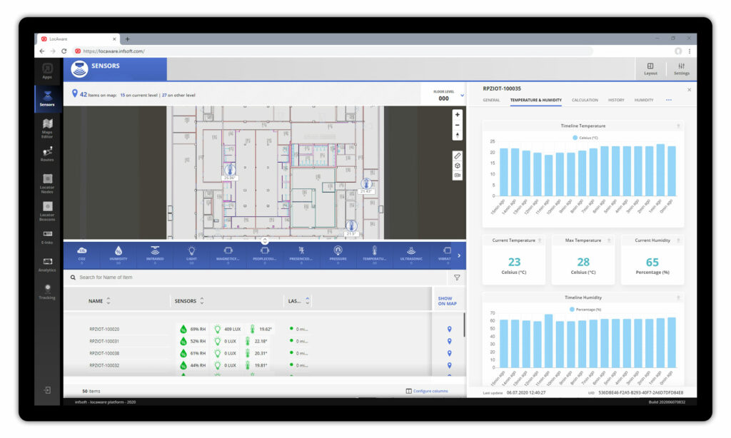 infsoft Sensors dashboard