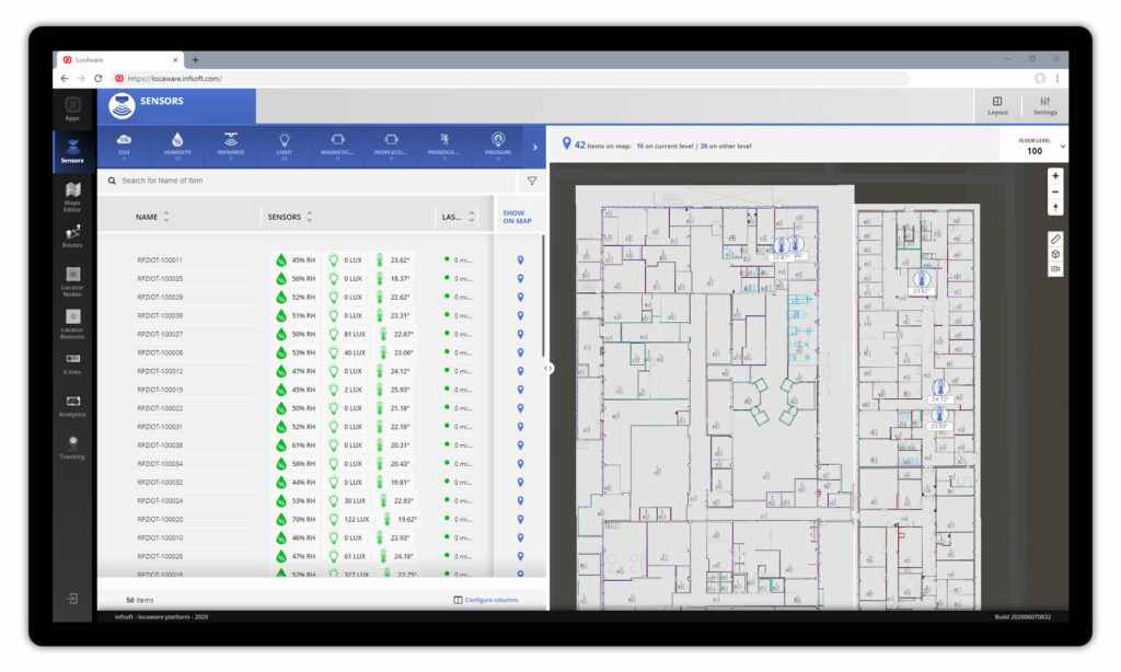 infsoft Sensors dashboard